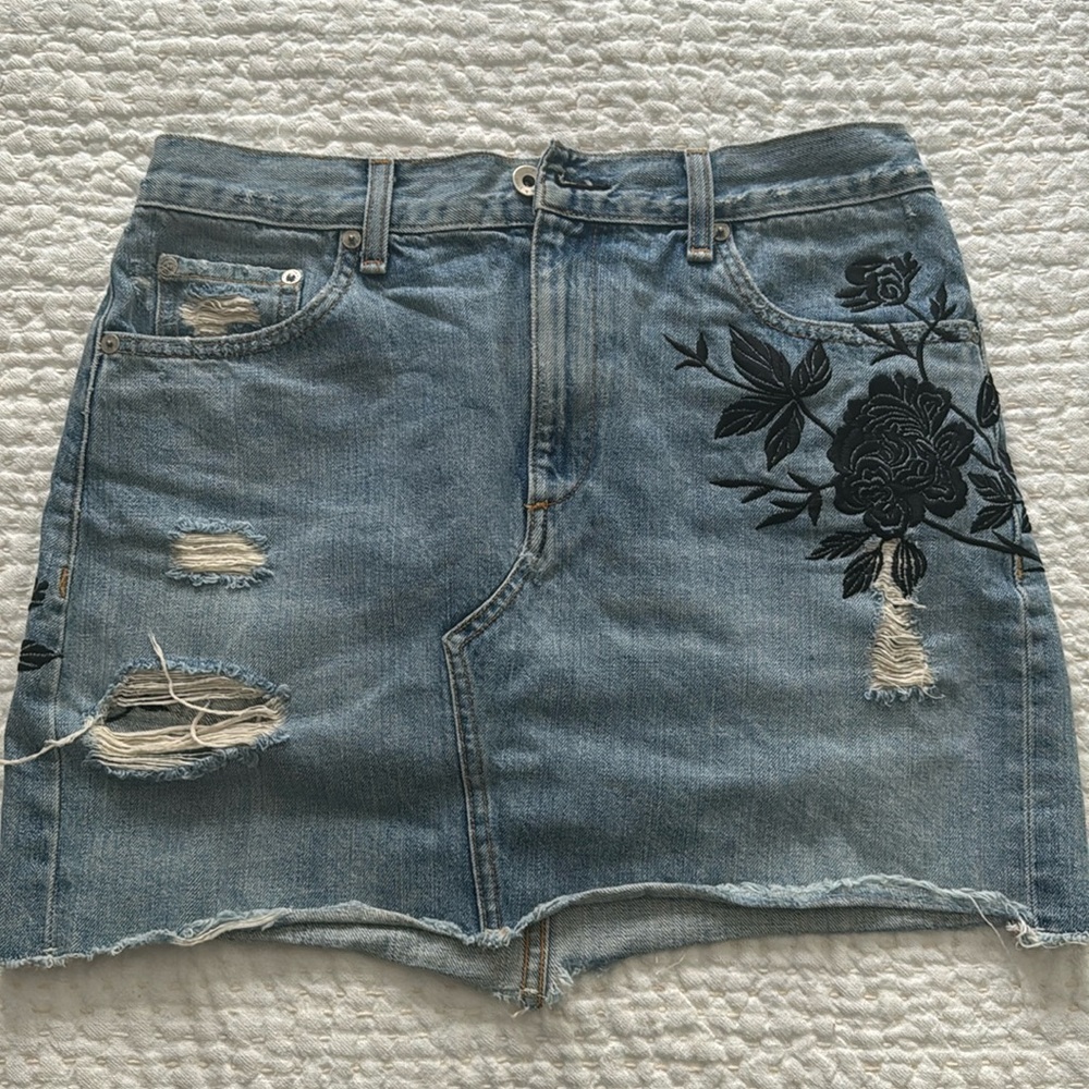 denim mini skirt